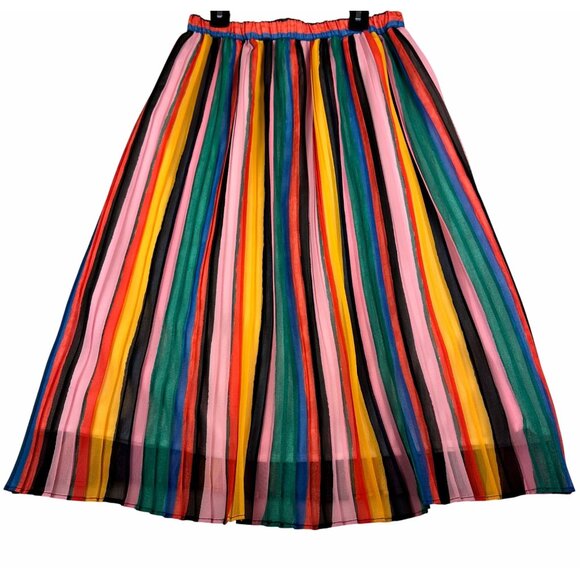 Who What Wear Womens Rainbow Pleated Midi Skirt Sz XS Artzy Flowy - Picture 9 of 9